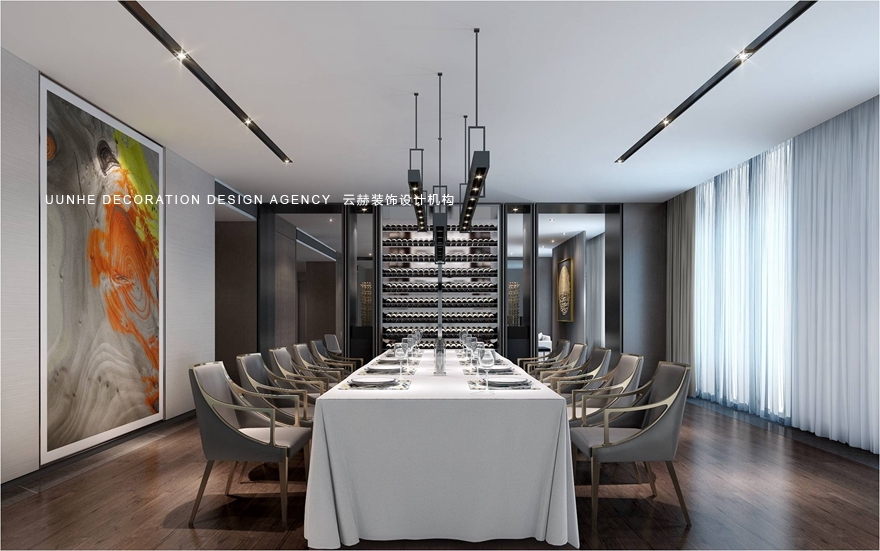 云赫装饰设计新华人寿办公楼--会所餐厅装修设计效果图